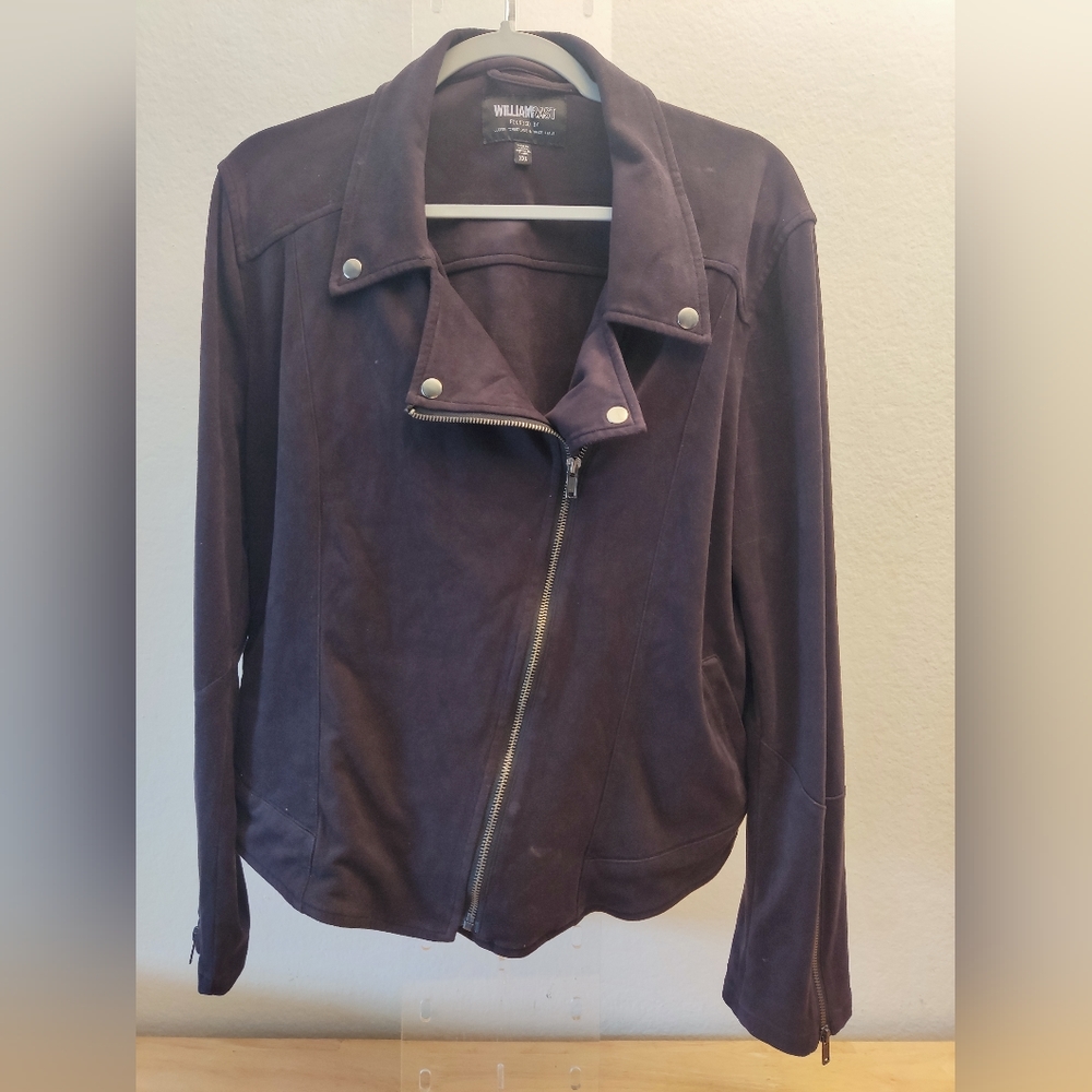 William Rast Faux Suede Moto Jacket Black Asymmetric Zipper-‎ Size XXL